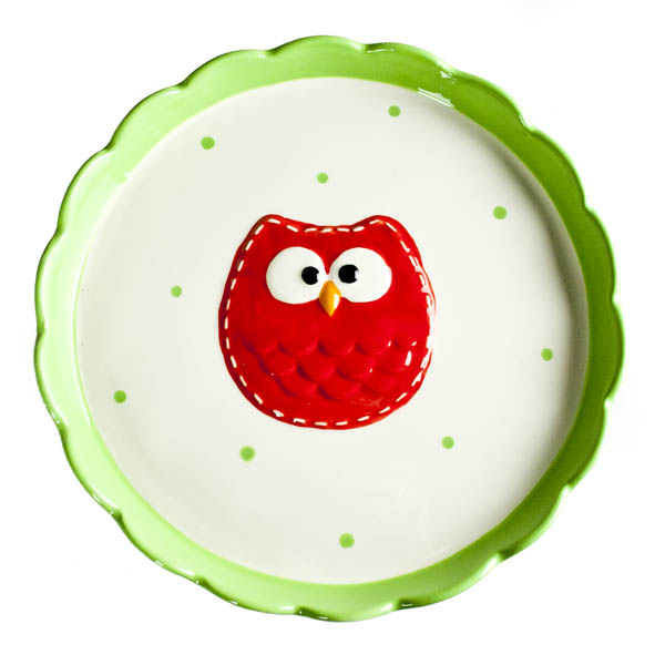 Green Owl Design Cake Stand - 22cm