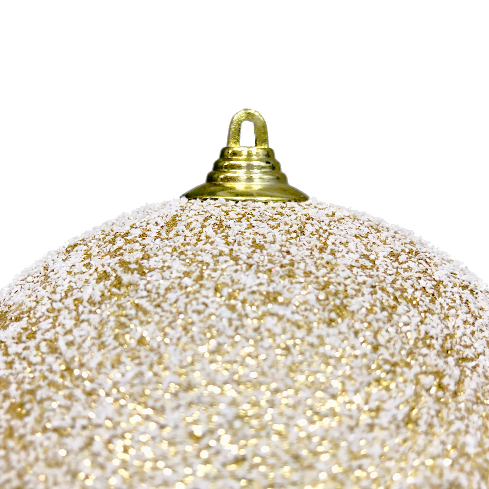 White & Gold Snowball Hanging Decoration - 180mm