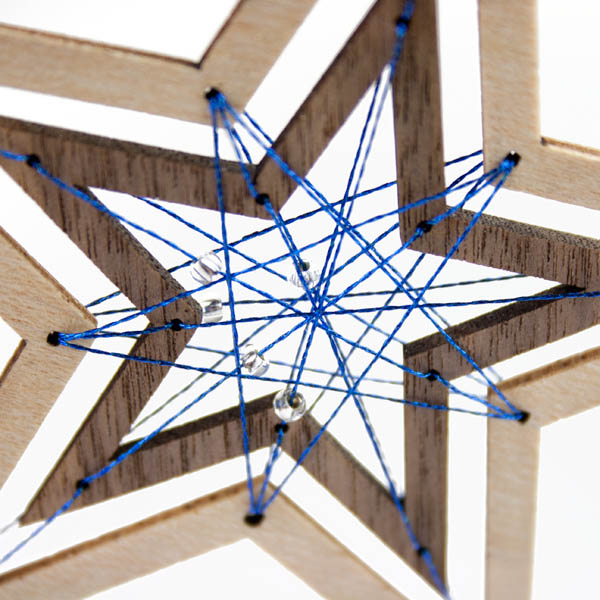 Squared Rose Woven Wood Star - Large Double 105mm x 105mm