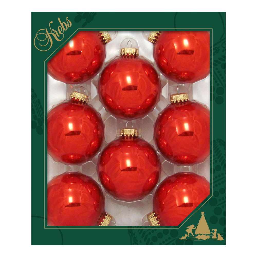 Krebs Candy Apple Red Glass Baubles - 8 x 67mm