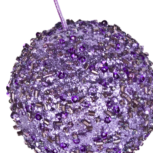 Violet Beaded Bauble - 65mm