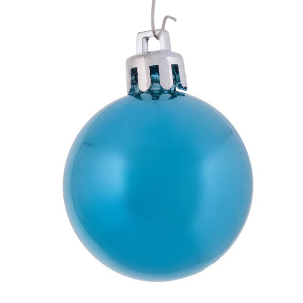 Light Turquoise Baubles Shiny Shatterproof - Pack Of 18 x 40mm
