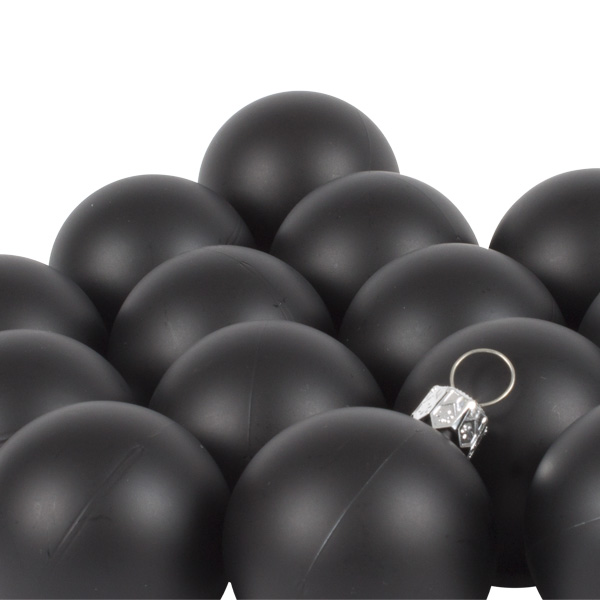 Luxury Black Satin Finish Shatterproof Baubles - Pack of 18 x 40mm