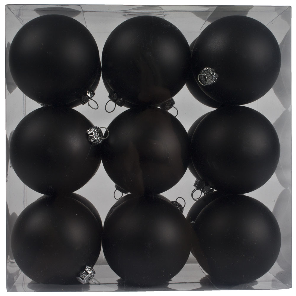 Luxury Black Satin Finish Shatterproof Baubles - Pack of 18 x 60mm