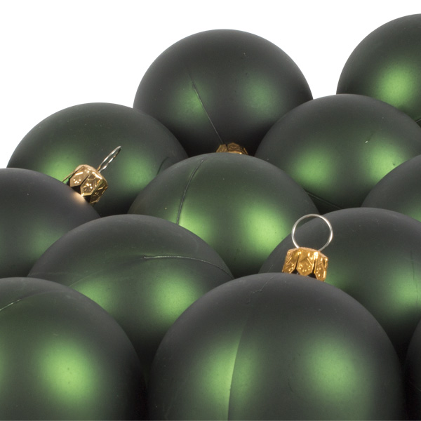Luxury Green Satin Finish Shatterproof Baubles - Pack of 18 x 60mm