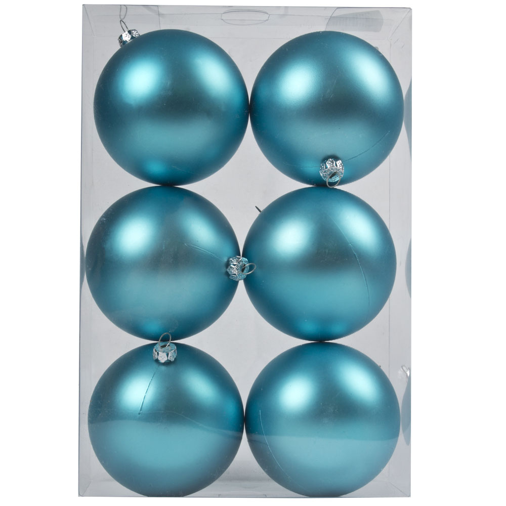 Luxury Aqua Turquoise Satin Finish Shatterproof Baubles - Pack of 6 x 80mm