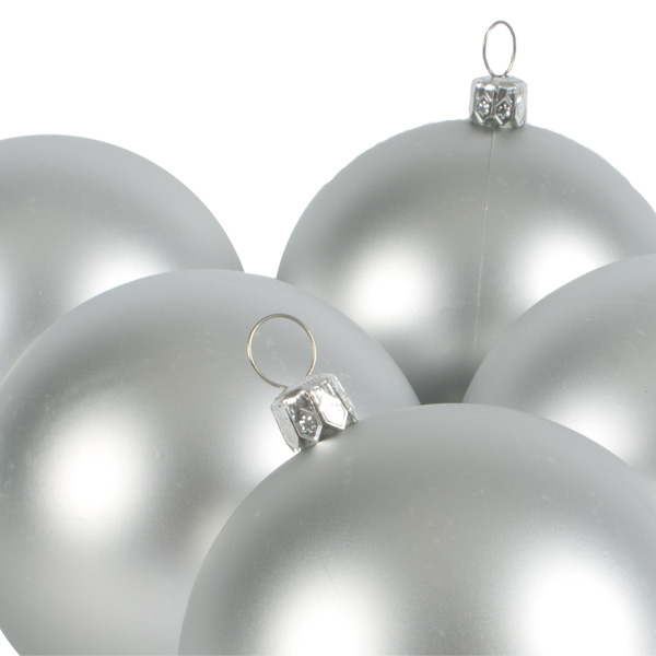 Luxury Silver Satin Finish Shatterproof Baubles - Pack of 6 x 80mm