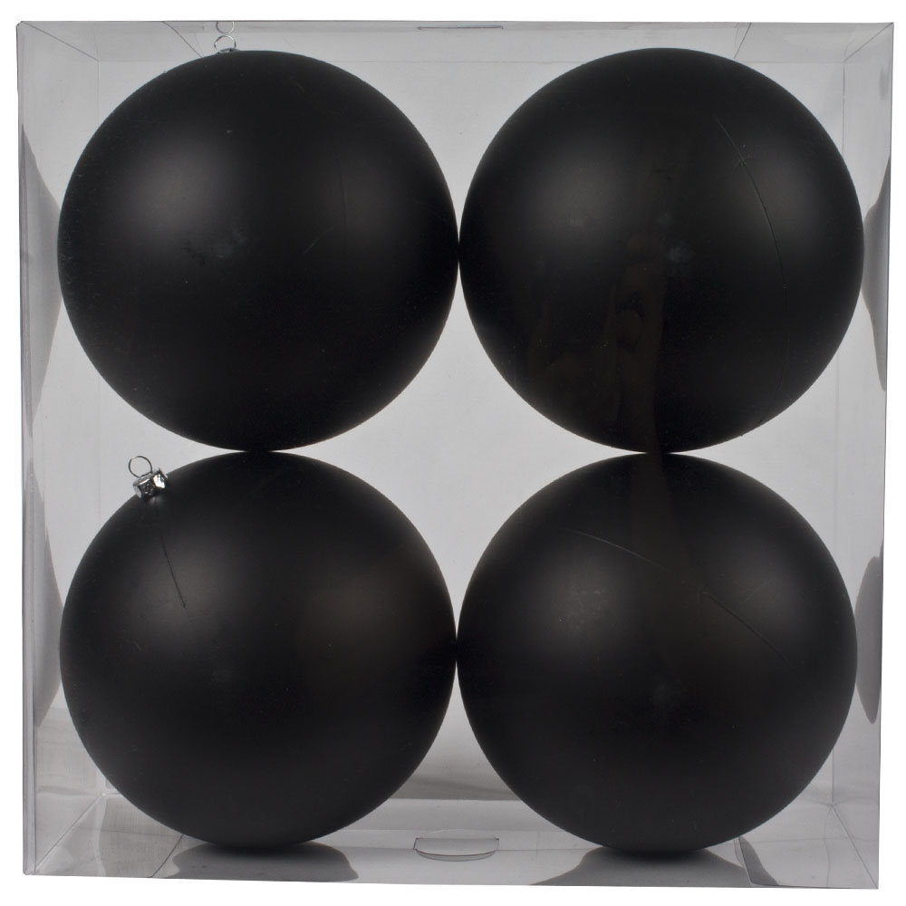 Luxury Black Satin Finish Shatterproof Baubles - Pack 4 x 140mm