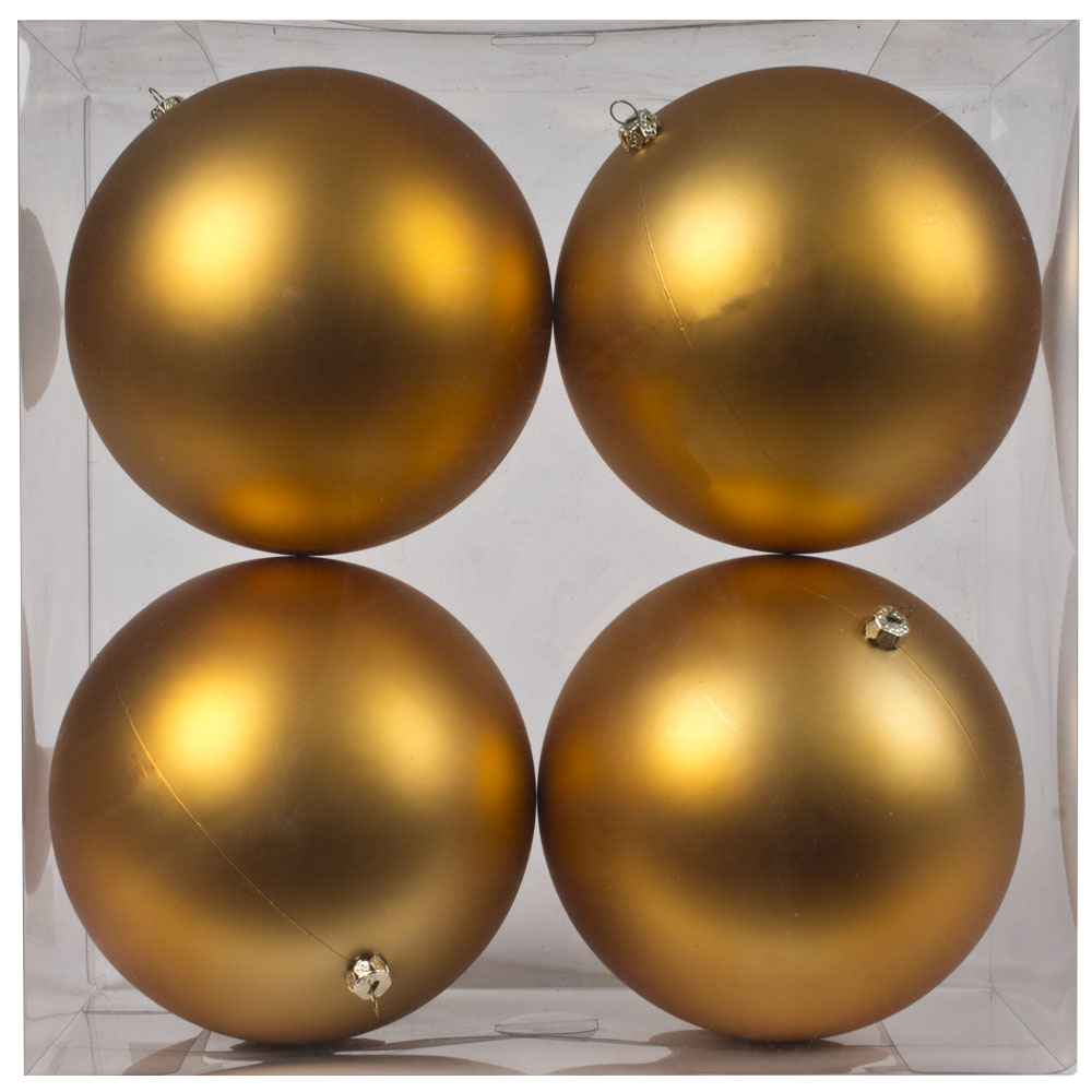 Luxury Gold Satin Finish Shatterproof Baubles - Pack 4 x 140mm