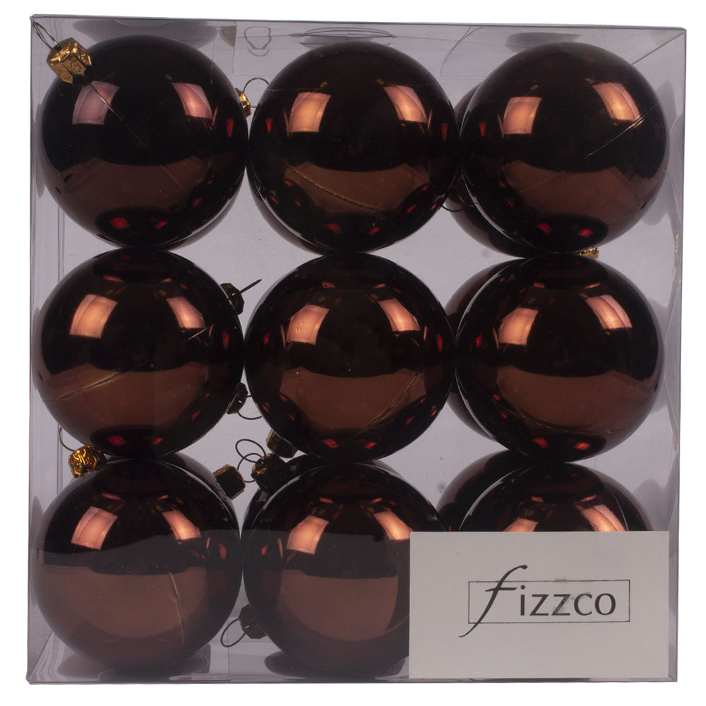 Luxury Brown Shiny Finish Shatterproof Bauble Range - Pack of 18 x 60mm