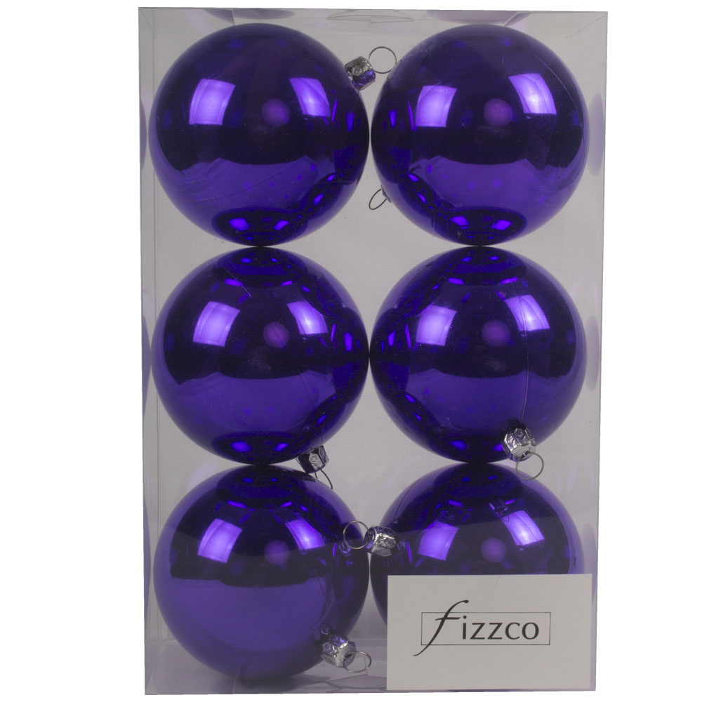 Luxury Purple Shiny Finish Shatterproof Bauble Range - Pack of 6 x 80mm