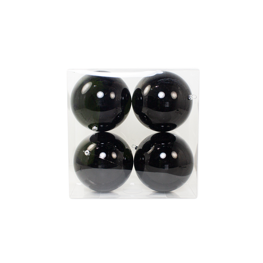 Luxury Black Shiny Finish Shatterproof Bauble Range - Pack of 4 x 140mm