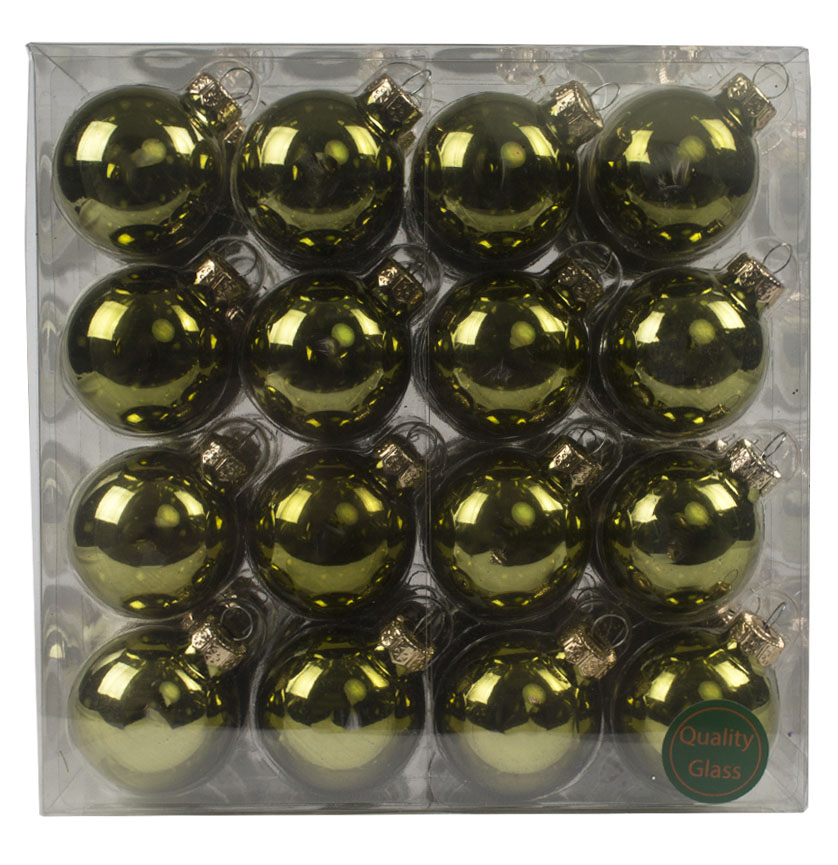 Green Matt & Shiny Glass Baubles - 64 x 40mm