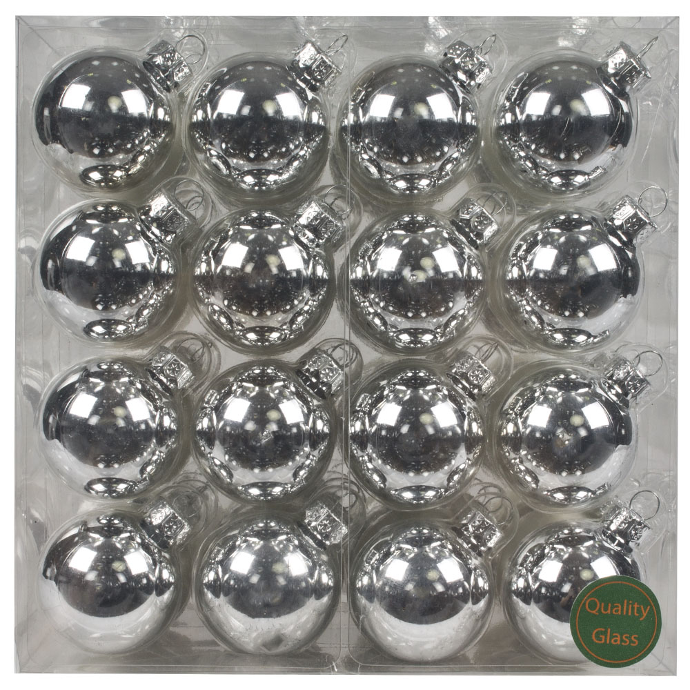 Silver Matt & Shiny Glass Baubles - 64 x 40mm
