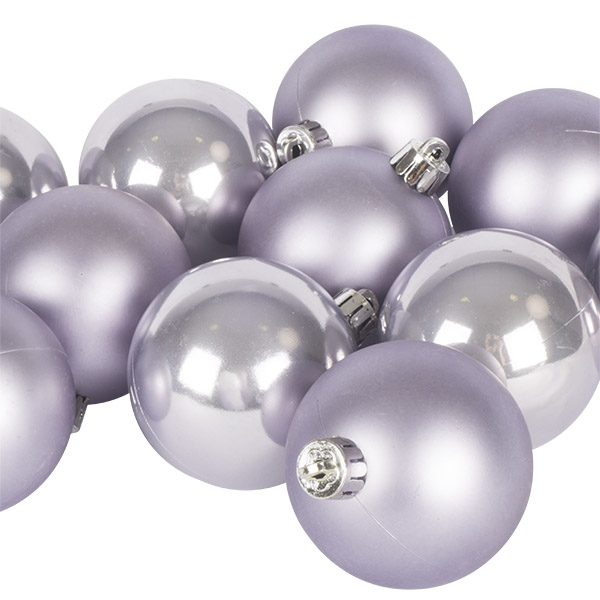 Lilac Mist Fashion Trend Shatterproof Baubles - Pack Of 12 x 60mm