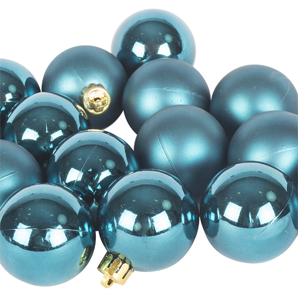 Petrol Blue Fashion Trend Shatterproof Baubles - Pack Of 16 x 40mm