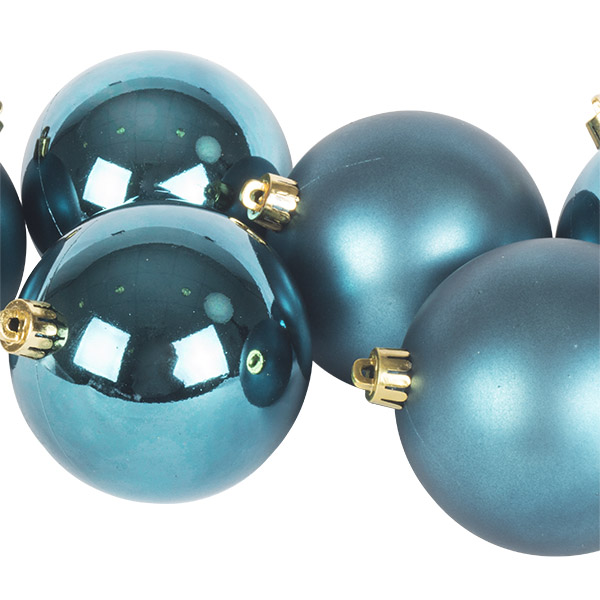Petrol Blue Fashion Trend Shatterproof Baubles - Pack Of 6 x 80mm