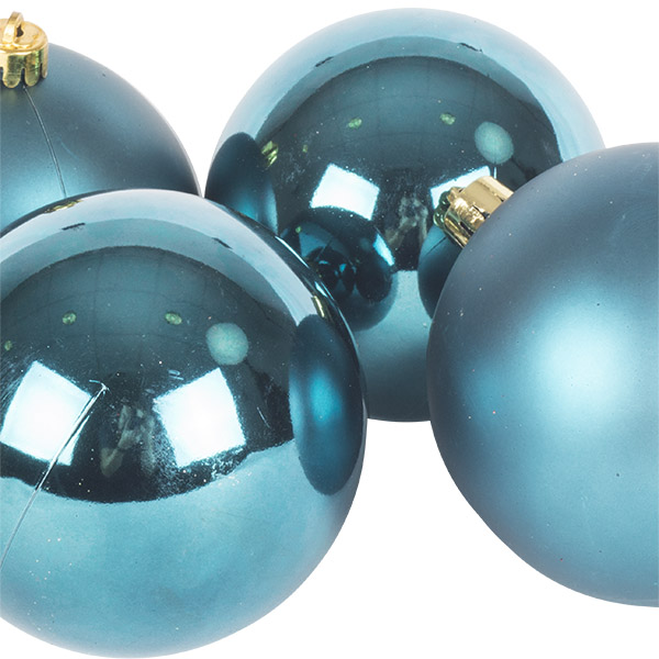 Petrol Blue Fashion Trend Shatterproof Baubles - Pack Of 4 x 100mm