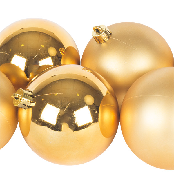 Rich Gold Fashion Trend Shatterproof Baubles - Pack Of 6 x 80mm