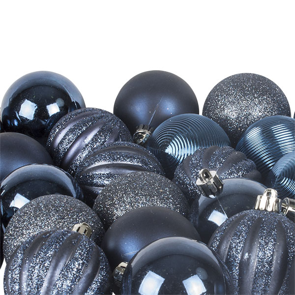 Night Blue Mixed Finish Shatterproof Baubles - 30 X 60mm
