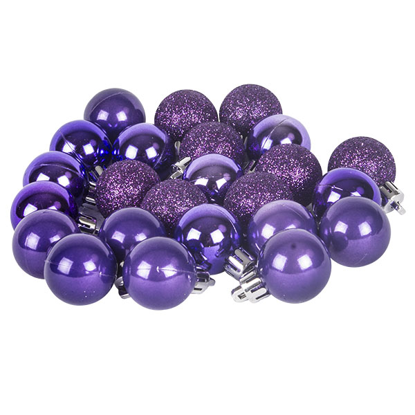 Purple Mixed Finish Shatterproof Baubles - 24 X 30mm