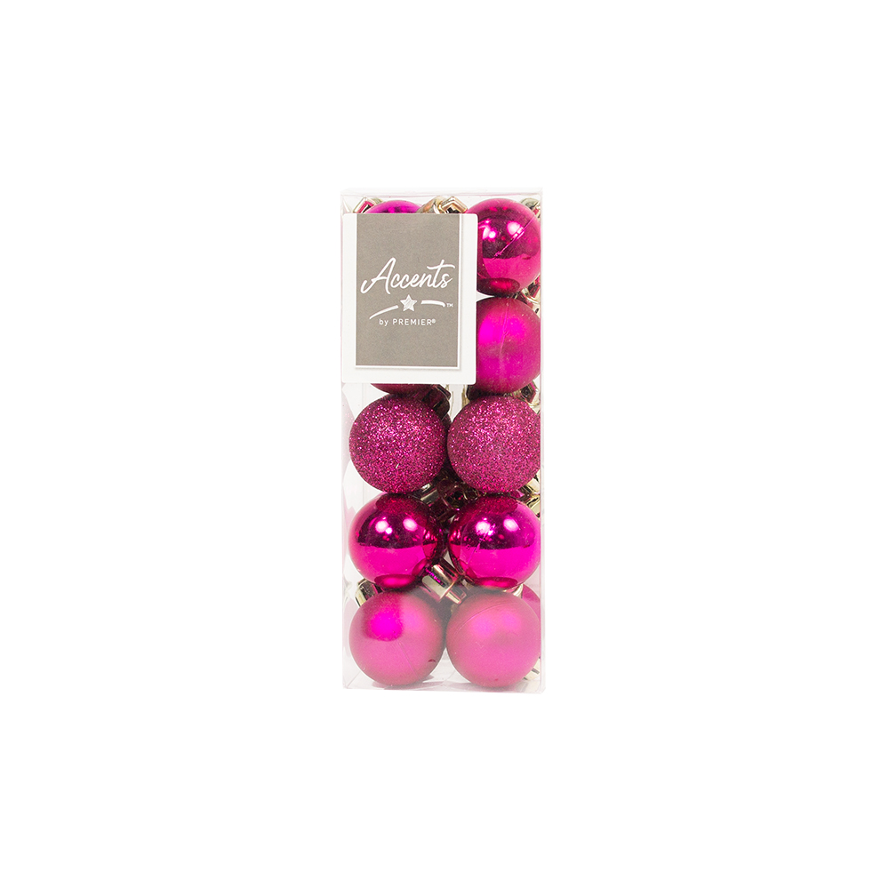 Pink Mixed Finish Shatterproof Baubles - 20 X 30mm