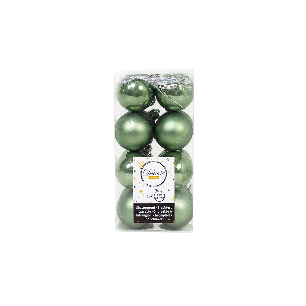 Moss Green 2022 Fashion Colour Shatterproof Baubles - Pack of 16 x 40mm