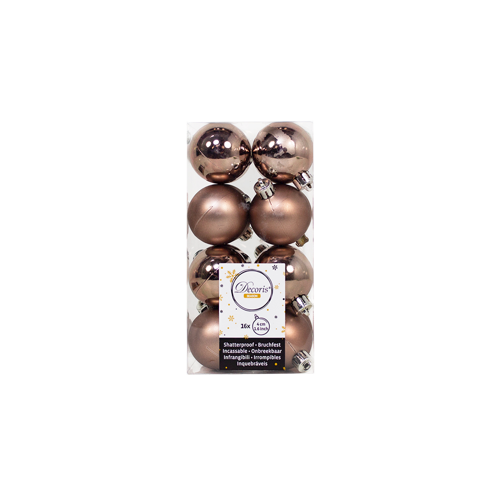 Walnut 2022 Fashion Colour Shatterproof Baubles - Pack of 16 x 40mm
