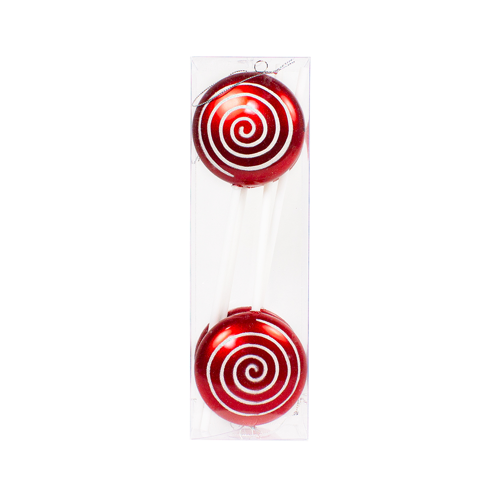 Pack Of 4 Red & White Lollipop Decorations - 25cm