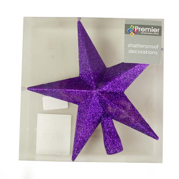 Purple Glitter Finish Tree Top Star -20cm