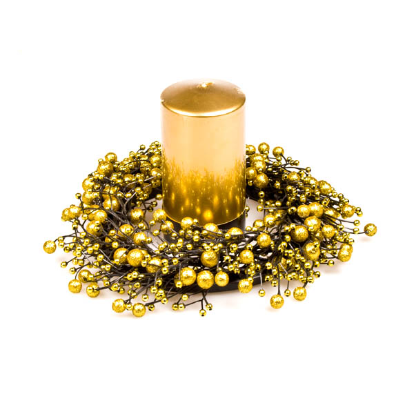 Glitter Berry Range - Gold 25cm Candle Ring