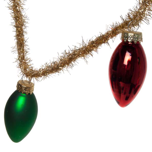 Gisela Graham Gold Tinsel Garland With Multicoloured Cone Shape Baubles - 1.45m