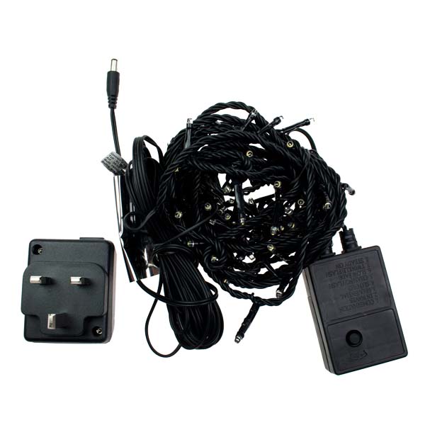 Konstsmide 5m Length Of 80 Soft White Multi Function Outdoor Micro LED Fairy Lights. Black Cable.