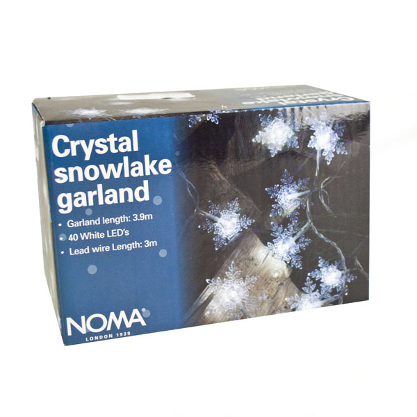 Noma 40 Low Voltage White Static LED Crystal Snowflake Fairy Lights Clear Cable