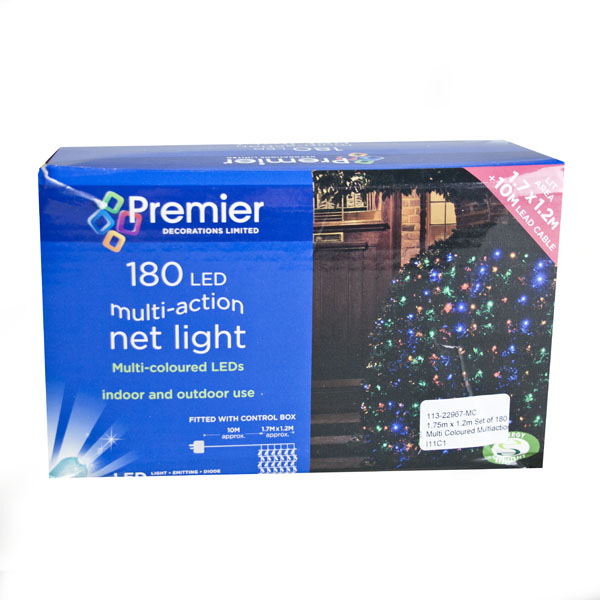 1.75m x 1.2m Set of 180 Multi Coloured Multiaction LED Net Light