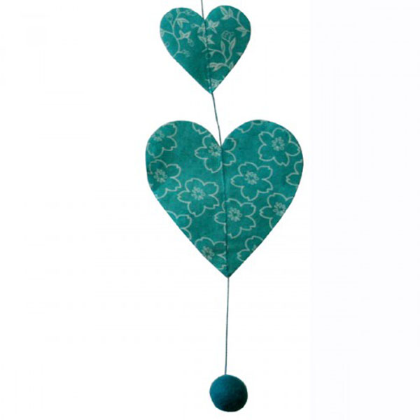 Fairtrade Handmade Patterned Bright Blue Paper Heart Garland - 1.5m