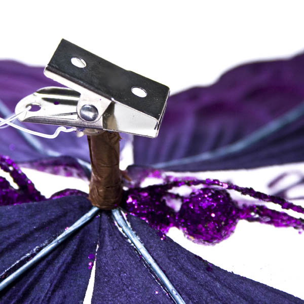 Dark Purple Fabric Butterfly On Clip - 22cm x 22cm