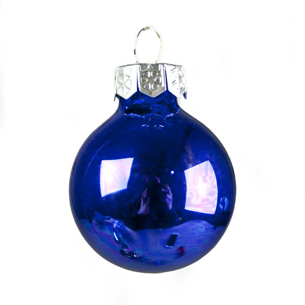 Dark Blue Matt & Shiny Glass Baubles - 36 x 30mm