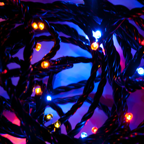Konstsmide 5m Length Of 80 Multi Coloured Multi Function Outdoor Micro LED Fairy Lights. Black Cable.