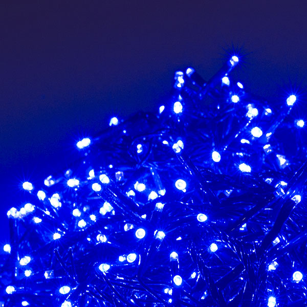 500 Blue Multi Action Outdoor Treebrights LED Fairy Lights On Green Cable