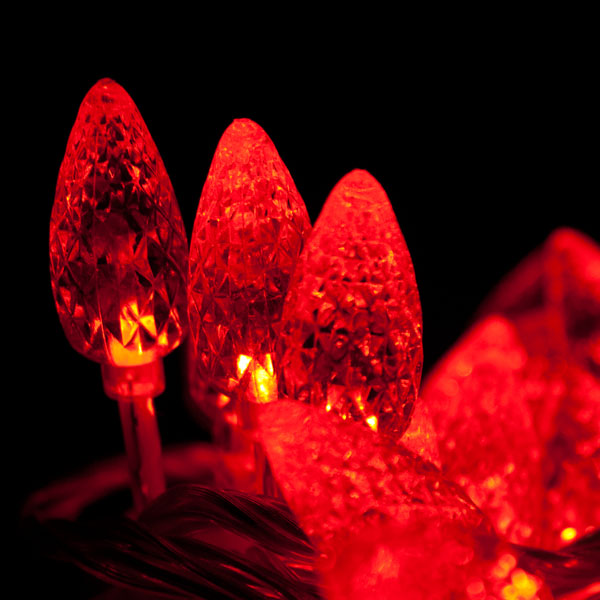 Noma 2.35m Length Of 48 Red Indoor And Outdoor Multi Function Faceted Cone LED Fairy Lights Clear Wire.