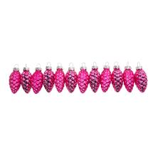 Bubblegum Pink Glass Pine Cones - 12 x 60mm