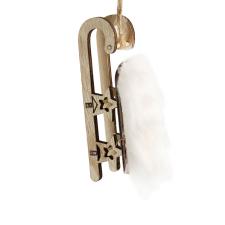 Wooden Sledge Hanging Decoration With Cream Faux Fur Finish - 12cm