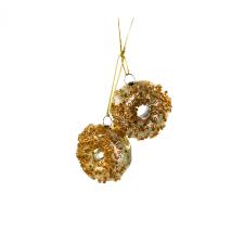 End Of Line Clearance Hanging Decorations - 2 x 4cm Gold Doughnuts