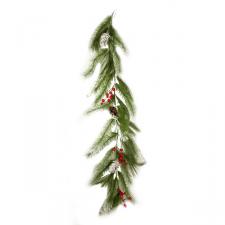 Snow Dusted Pine, Pinecone & Berry Mixed Garland - 1.8m