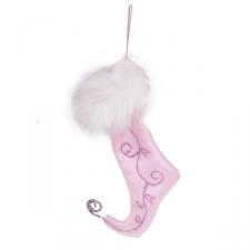 Pink & Lilac Fabric & Glitter Stocking - 12cm x 20cm