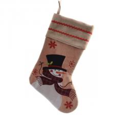 Cute Snowman Character Fabric Christmas Stocking - 45cm
