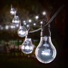 Premier 24.5m Length Of 50 White Bulb Indoor & Outdoor Festoon Light Multi Action On Black Cable