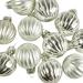Silver Ribbed Glass Baubles - 12 x 3cm