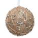 Beige Shatterproof Bauble With Wool Criss Cross Design And Acrylic Diamonds - 80mm